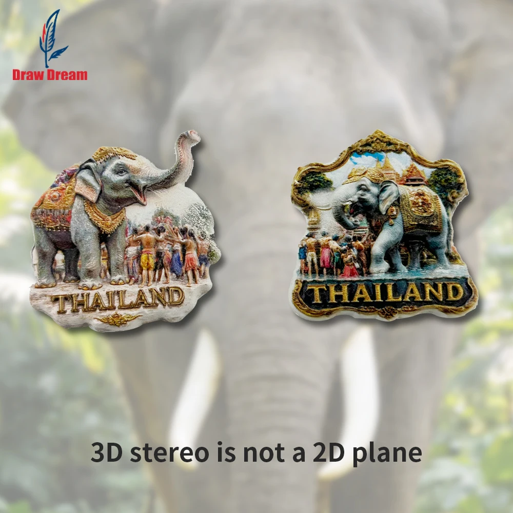 Imán creativo 3D para refrigerador con diseño de elefante tailandés, colección de recuerdos de viajes por el mundo, pegatina decorativa conmemorativa de viajes, adecuado para decoración del hogar y la oficina, imán magnético exclusivo personalizado para refrigerador, decoración del hogar, cocina, habitación, oficina, regalo artesanal para el hogar, recuerdo de viaje, pequeño regalo exquisito
