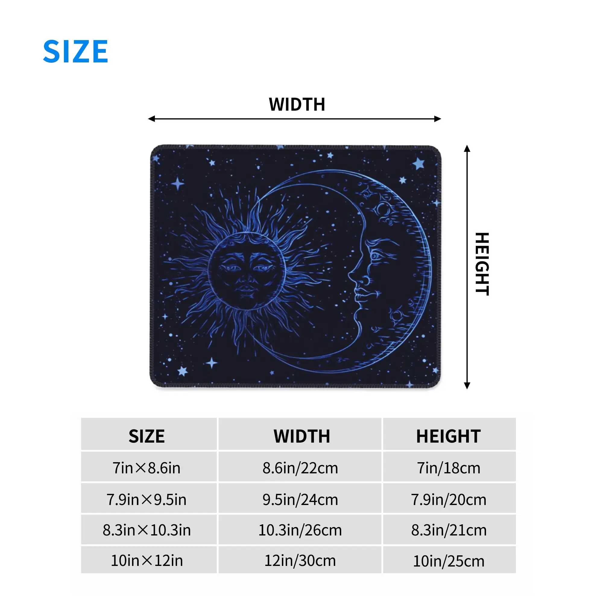 Celestial Mystic Esoteric Magic Sun Moon Mouse Pad Computer Keyboard Mouse Mat PC Laptop Desk Mat Office Accessories Table Mats