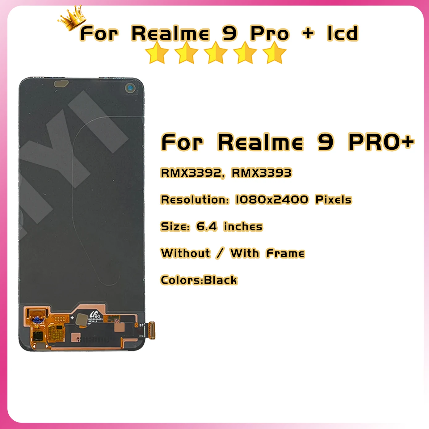 100% Tested Lcd For Realme 9 Pro + Screen Display RMX3392, RMX3393 For RealMe 9 Pro Plus LCD Display Touch Digitizer Replacement