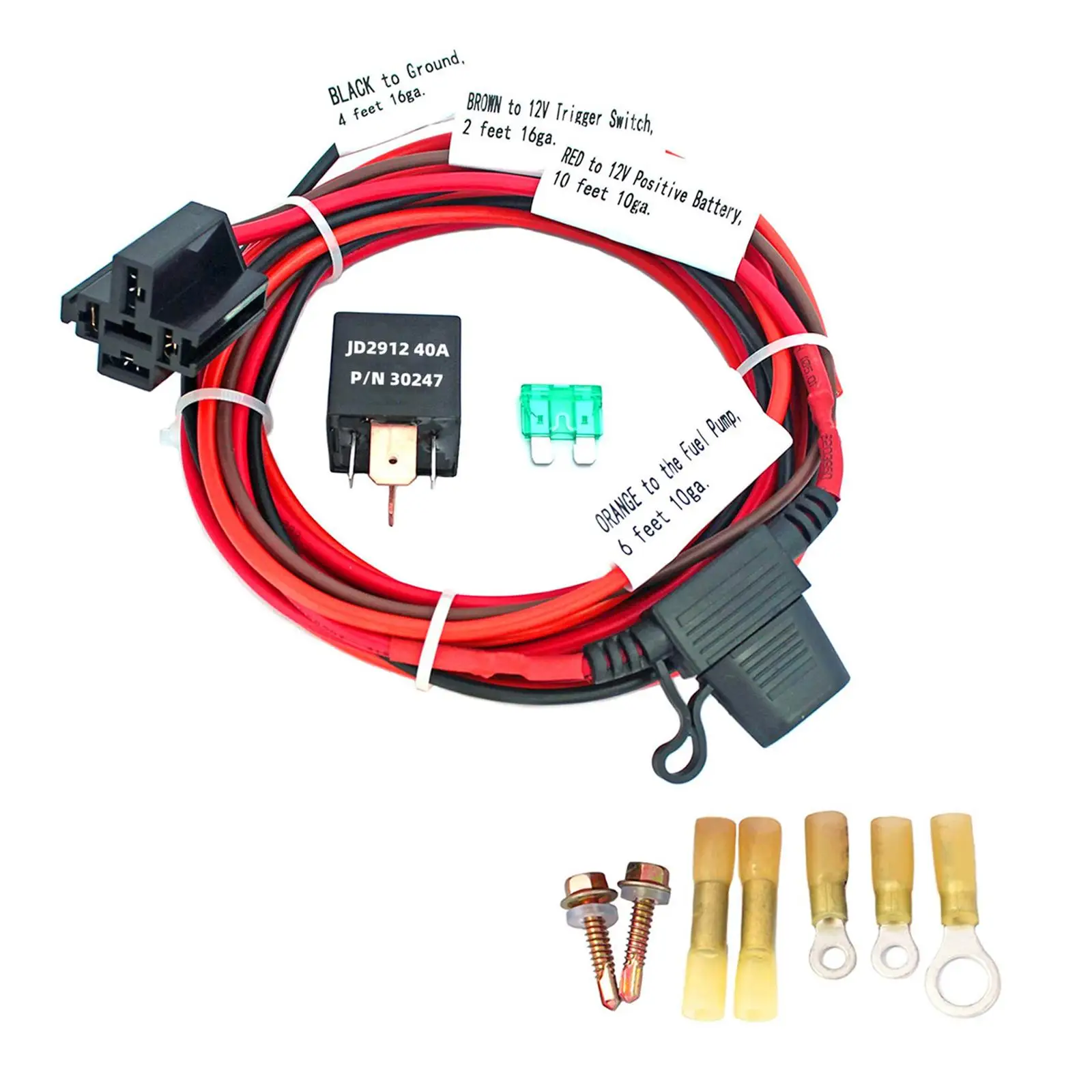 electric Fuel Pump Relay Set Long Wires for 12V System Trucks