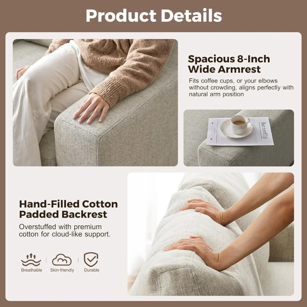 كرسي ABCASA كبير الحجم بقدرة 47 وات، كرسي أريكة منجد مريح مع مقعد كبير ومسند ذراع واسع، صالة حديثة صديقة للحيوانات الأليفة #6