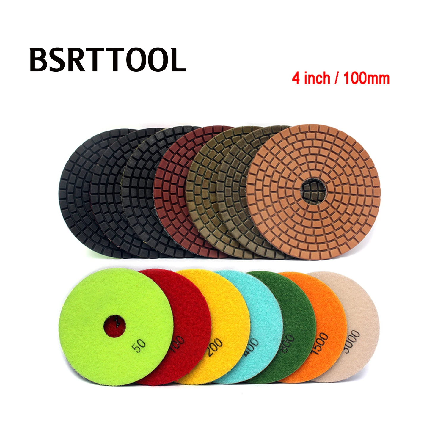 BSRTTOOL 3pcs Diamond Polishing Pad Wet Abrasive Tool for Marble Granite Concrete Glass 4/5/6 Inch