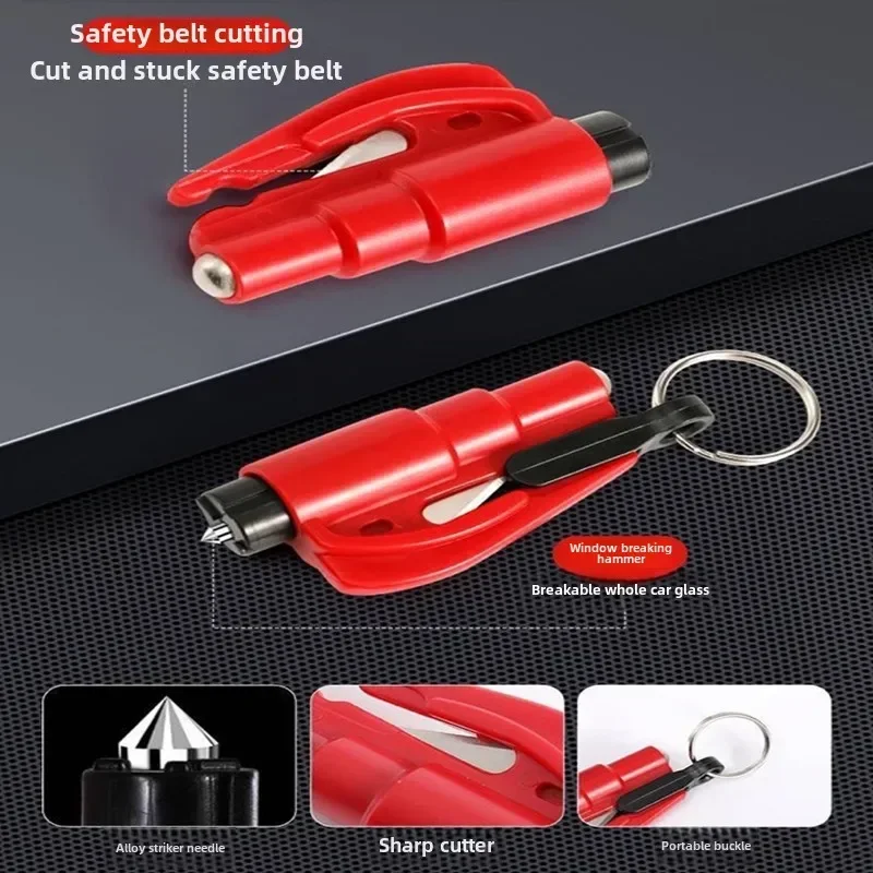 50Mini Safety Hammer Car Emergency Rescue Kit Key Chain Knife Life Saving Seat Belt Cutter Window Breaker Glass Emergency Hammer