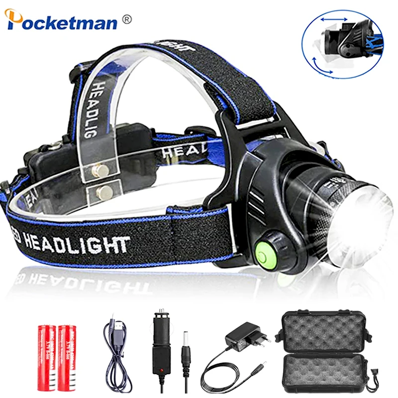 

Powerful Headlamp LED Headlights Waterproof Zoomable Headlight USB DC Charging Head Torch Head Front Light New