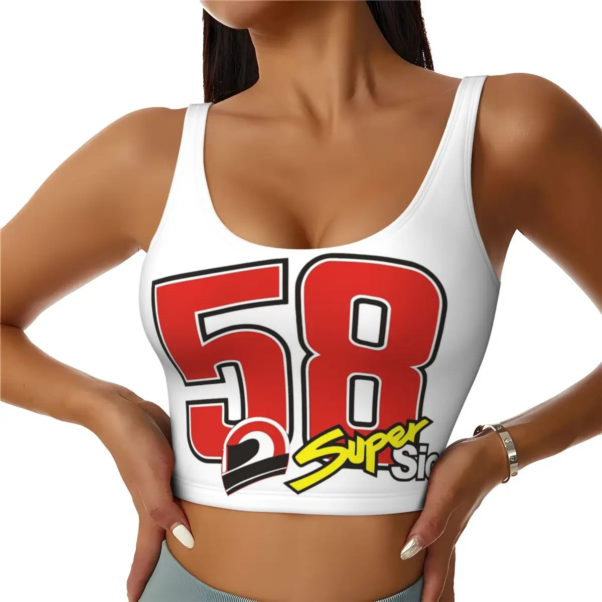 

Custom Marco Simoncelli 58 Super Sic Women Sports Bras High Impact Vest Gym Workout Yoga Crop Tank Tops