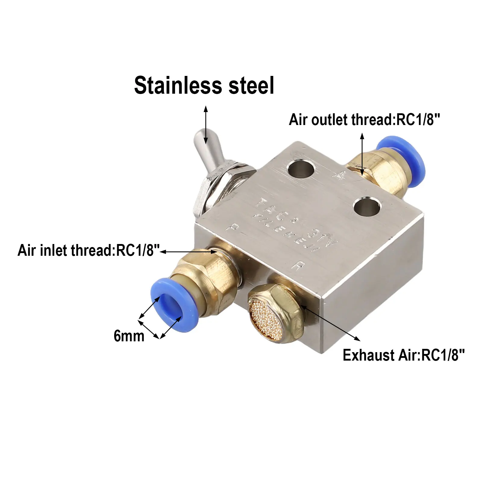 TAC2-31V Pneumatic Valve 2 Position 3 Way Mechanical For Toggle Button Valve Brass Body With 6mm Fitting For Air Control System