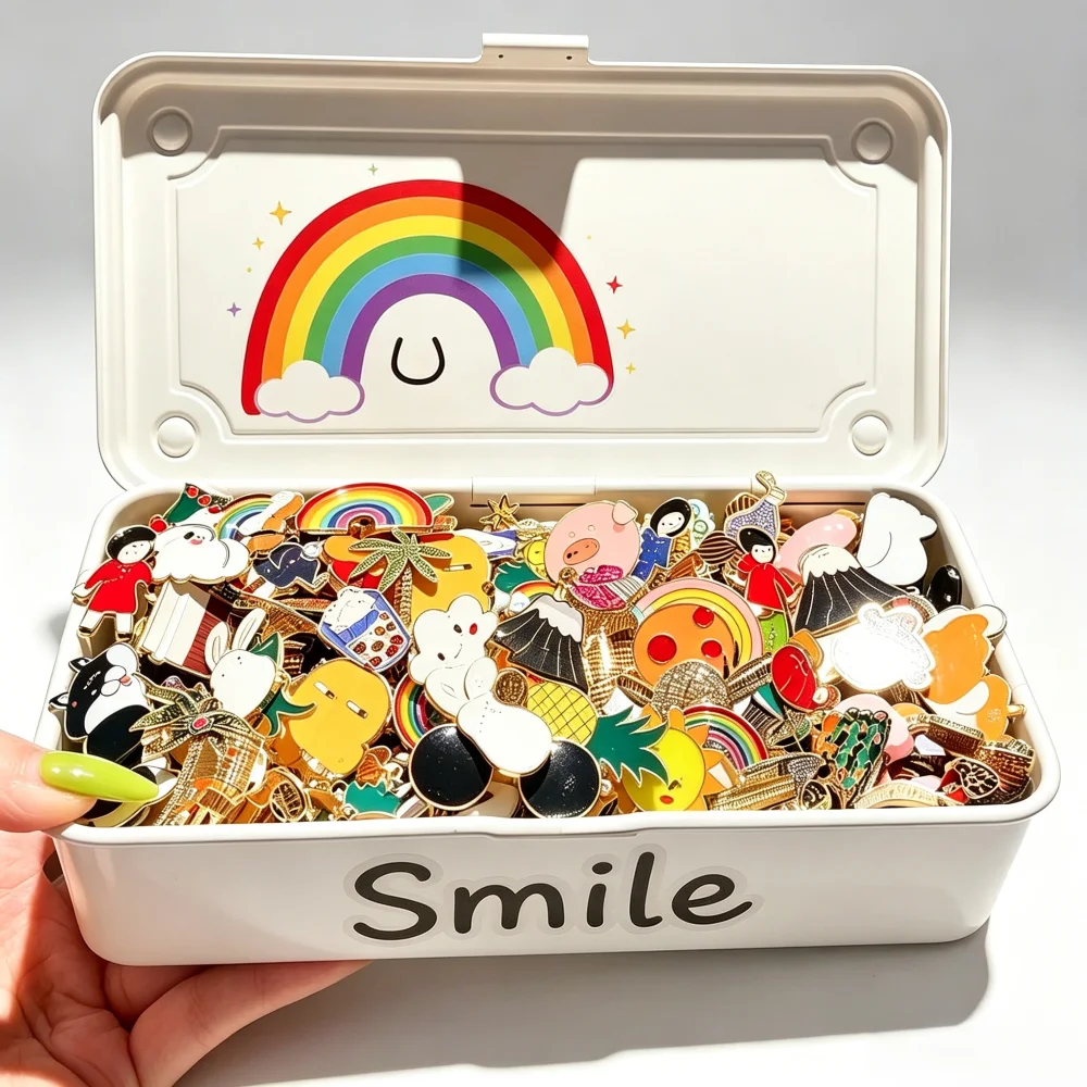 10-100Pcs Random Metal Enamel Brooches Cute Cartoon Animal Plant Pins Multiple Style Badges For Clothing Bags Backpacks Hats