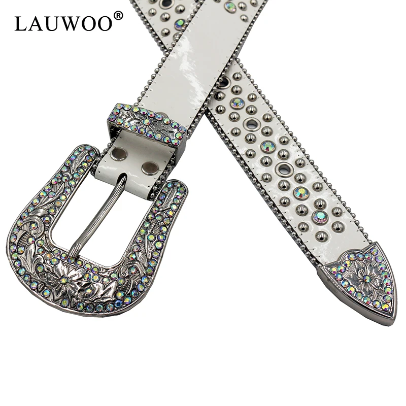 Sparkle Designer Crystal Leather Belt For Jeans Pants Women Men Western Rhinestone Belt Y2K bb Diamond Belt