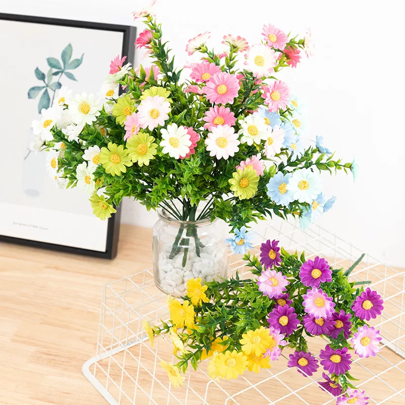 DIY Simulation Flower Bouquet Small Daisy Planting Flower Arrangement Silk Cloth  Small Wild Chrysanthemum Festival Decoratio