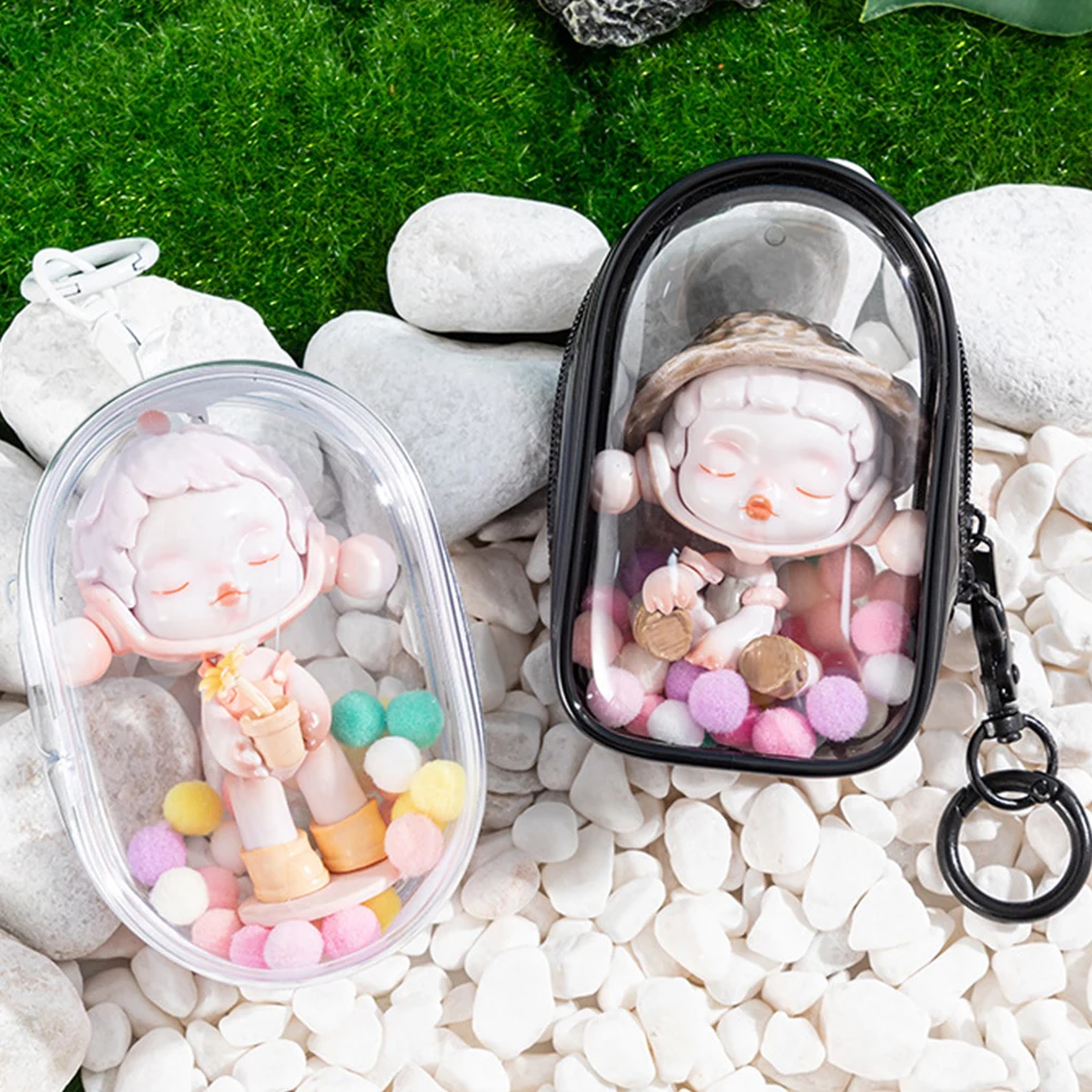 Transparent Thicken PVC Mystery Box Doll Bag Girls Portable Mini Plush Dolls Storage Pouch Double Zippers Classic Organizer Box