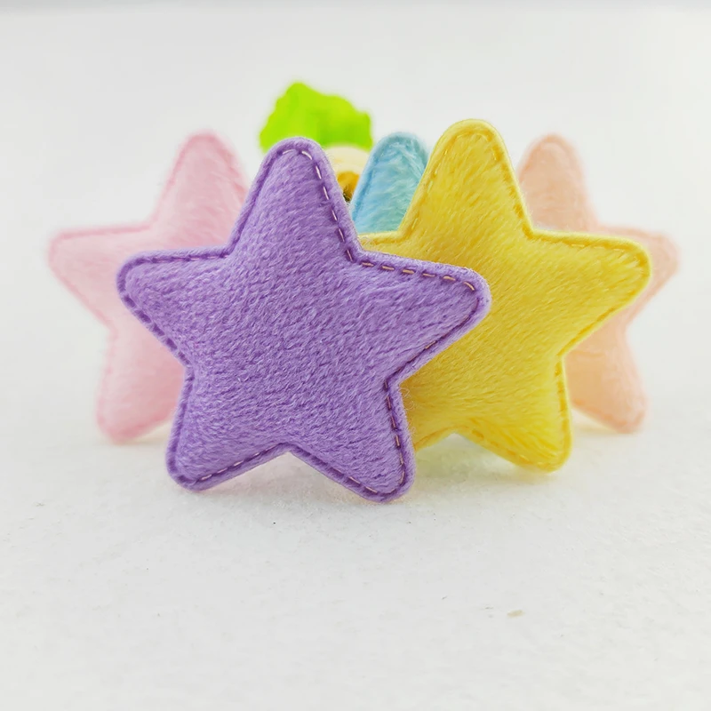 60Pcs 5CM Furry Felt Star Padded Appliques For Baby Clothes Sock Hat Sewing DIY Headwear Bow Accessories Patches