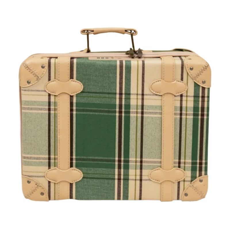 14'' 여성용 빈티지 귀여운 기내 가방, 메이크업 정리함이 포함된 미니 화장품 여행 가방, 세련된 기내 수하물