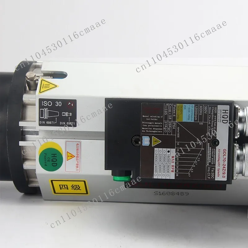 ISO30 Atc Spindle Motor GDL70-24Z/9.0 9kw Air-cooled Three-Phase Woodworking  Brushless 220V/380V Grease Lubricated Panel