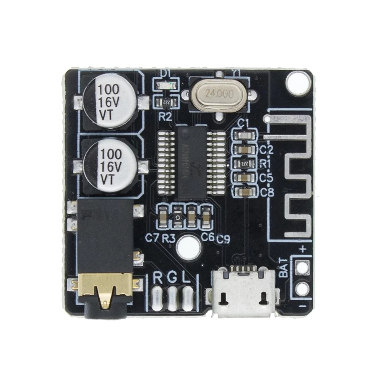 BT5.0 Audio Receiver MP3 Bluetooth Decoder Lossless Car Speaker Audio Amplifier Board with Case+AUX Audio Cable DC3.7-5V