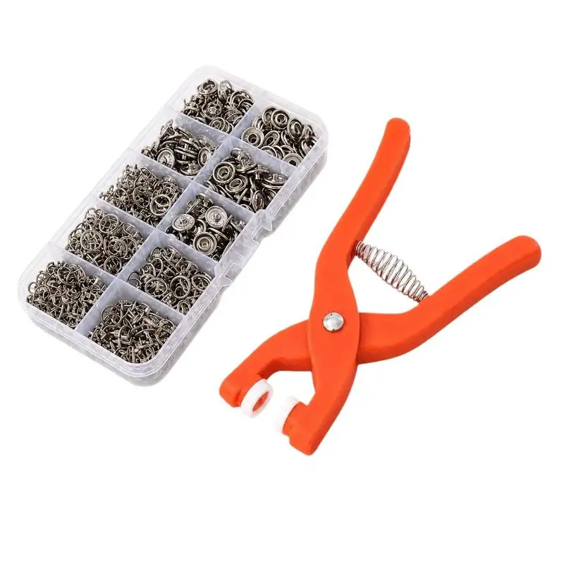 1 Set solide Druckknopf-Set mit Zange, farbigen Metall-Druckknöpfen und Knopfleisten zum Anbringen an Kleidung und Taschen – Detail 7