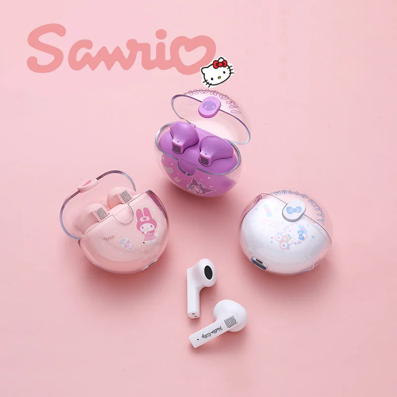 

Sanrio Kuromi Bluetooth Headphones Hello Kitty True Wireless Headset My Melody Sport Noise Reduction Touch Control Portable Gift