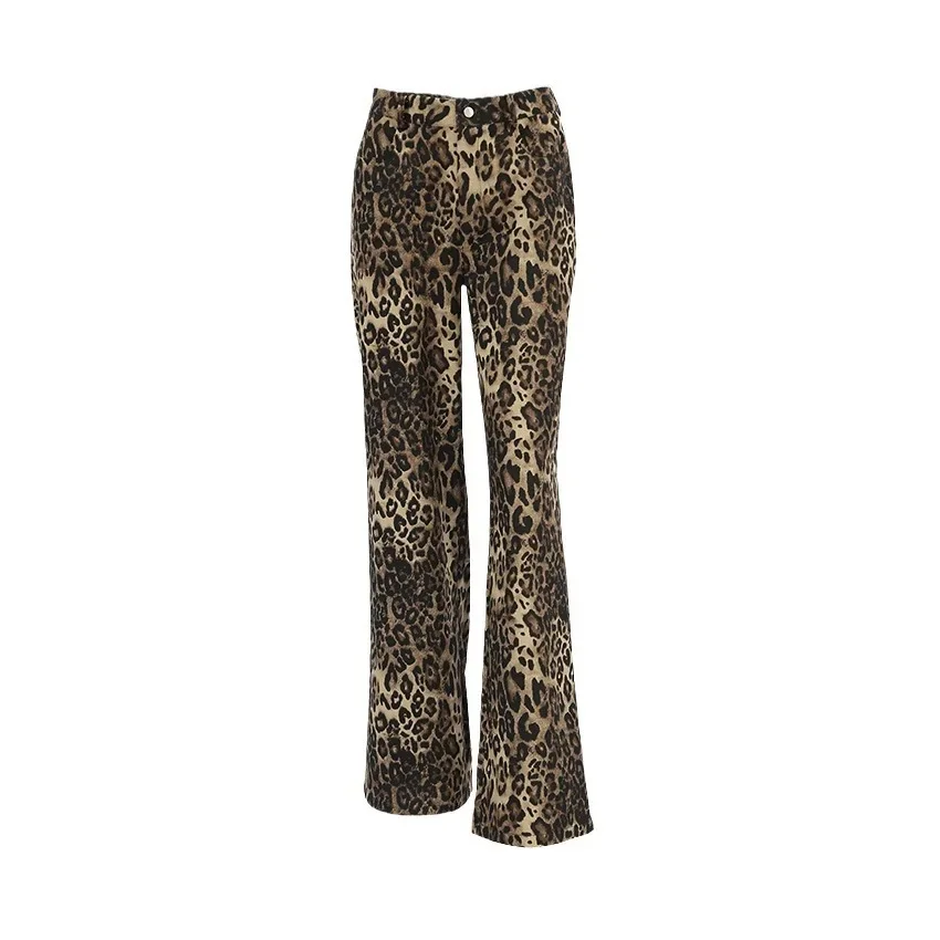 

2024 Summer Retro Style Loose Low Waist Leopard Print Pants Versatile Wide Leg Pants Casual Pants For Women