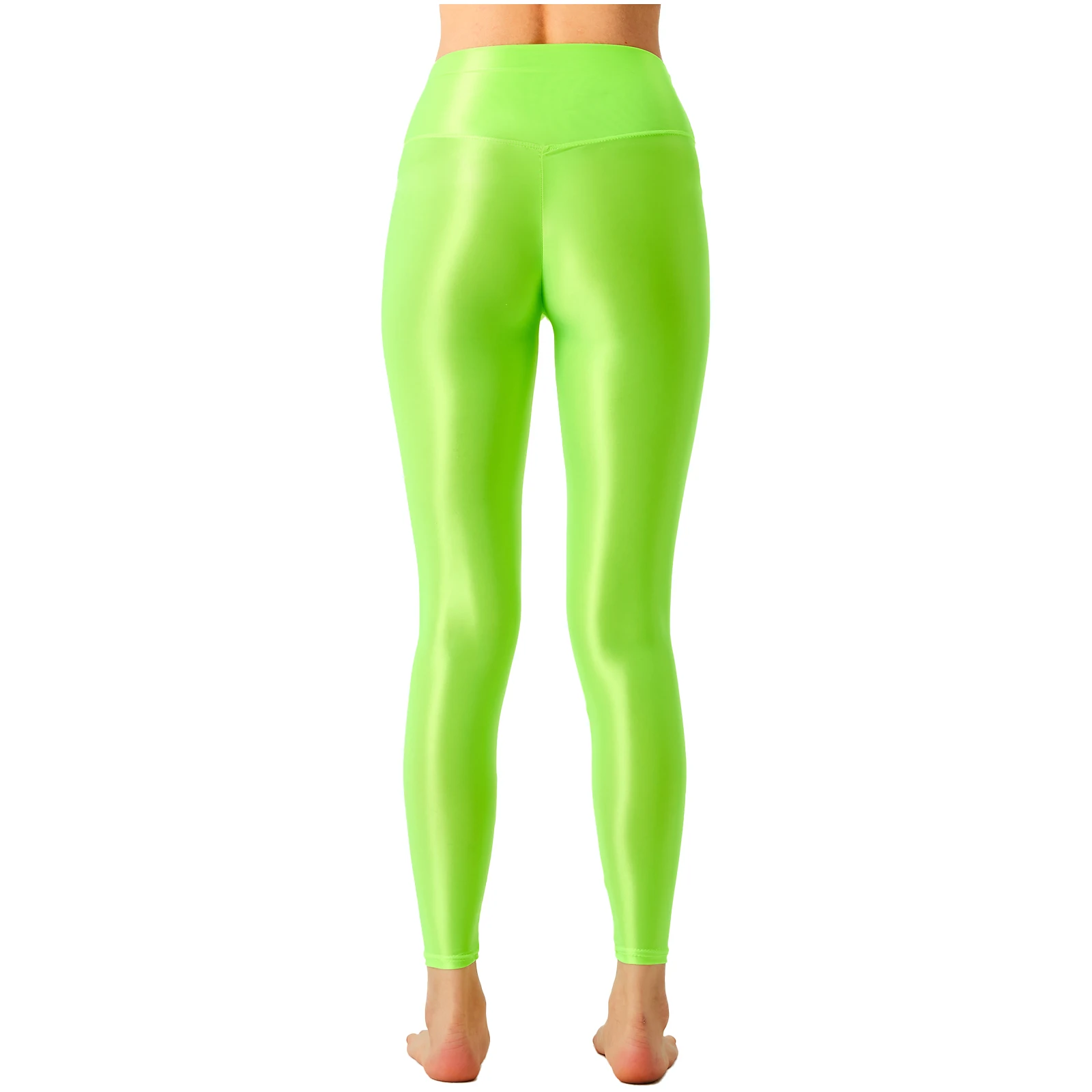 Womens Body-Building Knitted Yoga Pilates Pants Sport Tight Lycra Leggings Solid Color Glossy Stretchy Athletic Pants Fitness