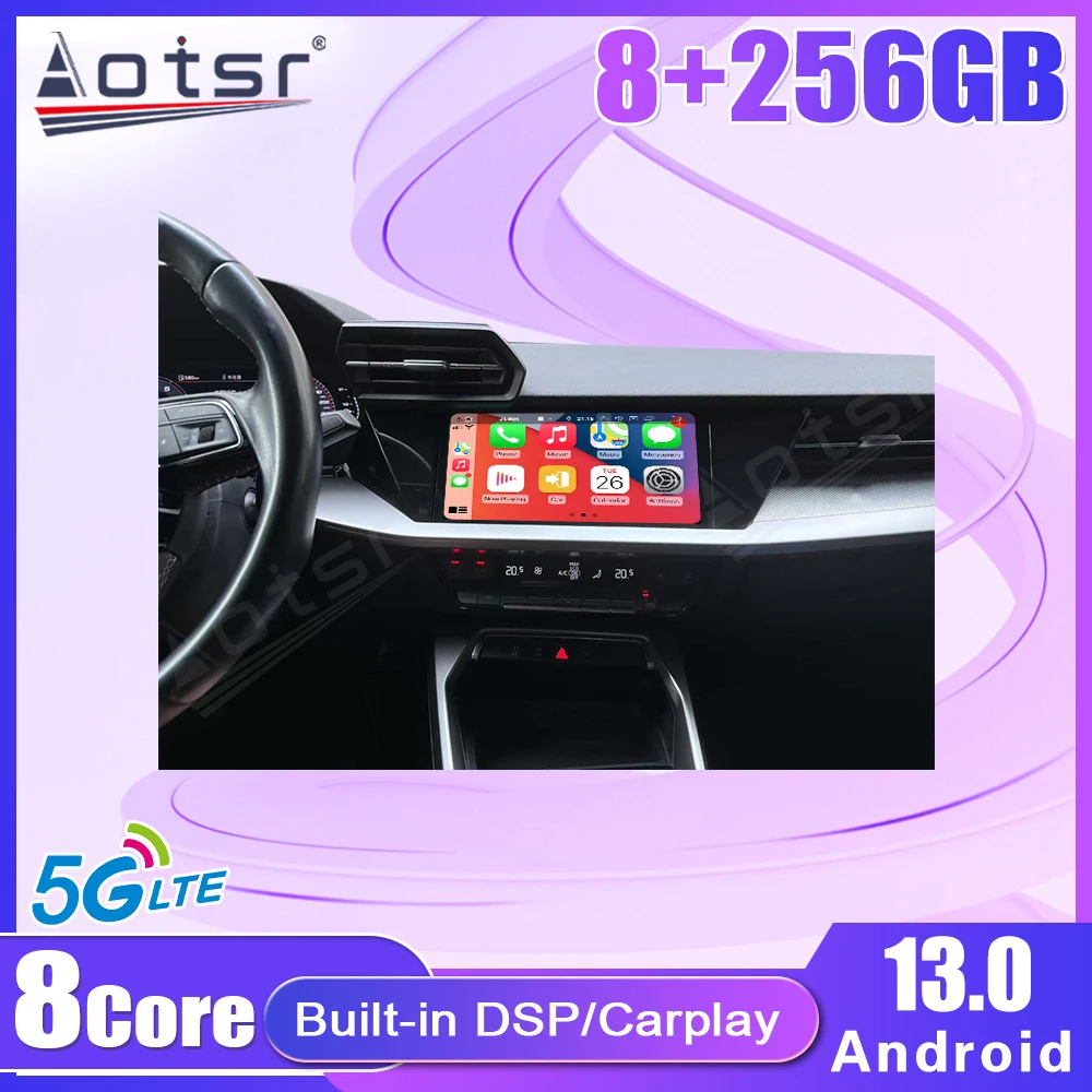 

New For Audi A3 2021 2022 - 2025 10.1" Navigation Device Carplay Multimedia Player Android 13 Auto GPS Navigation Wireless radio