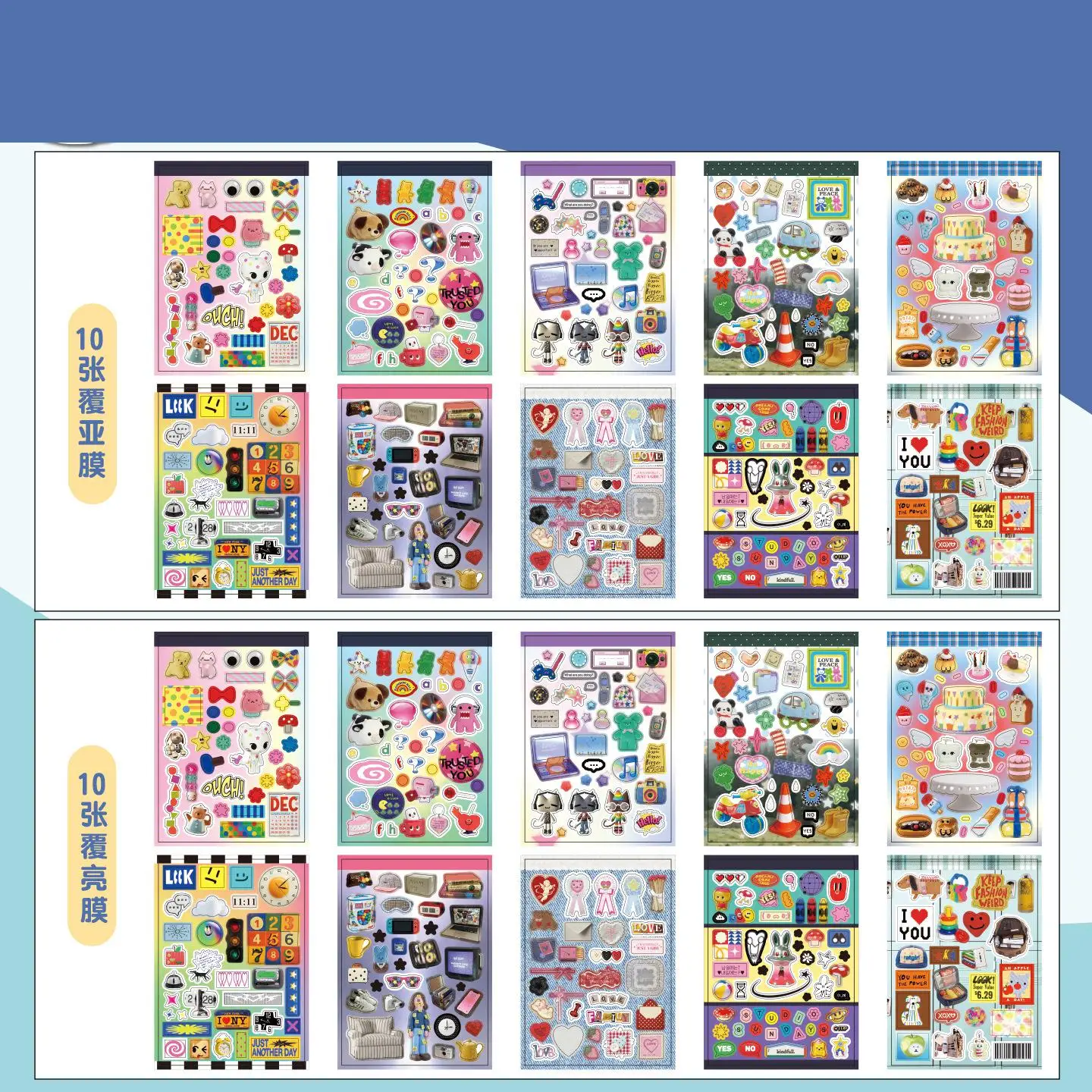 20pcs/set Cartoon Stickers Book Vintage Style Versatile Patterns Die-cutting Sticker Book Diy Handmade Scrapbook Aesthetic