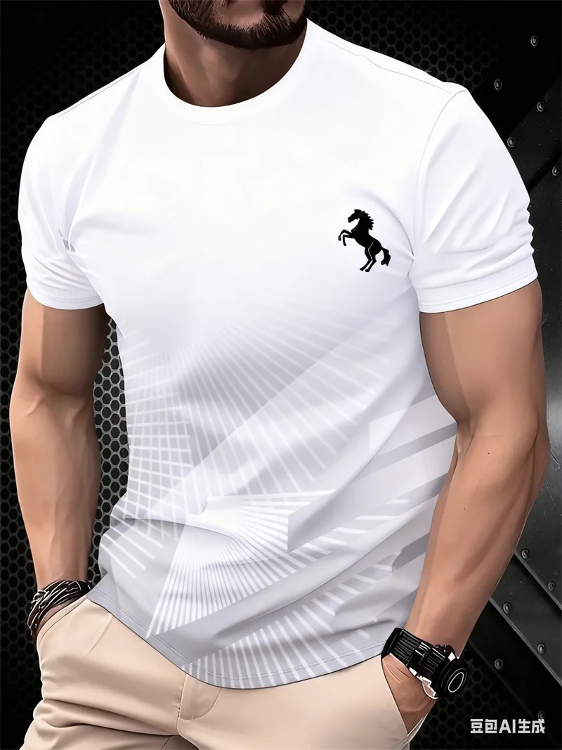 تي شيرت رجالي متدرج بأكمام قصيرة، بلوفر رياضي خفيف الوزن يسمح بمرور الهواء، قميص كاجوال يومي، ملابس رجالية فضفاضة للشارع