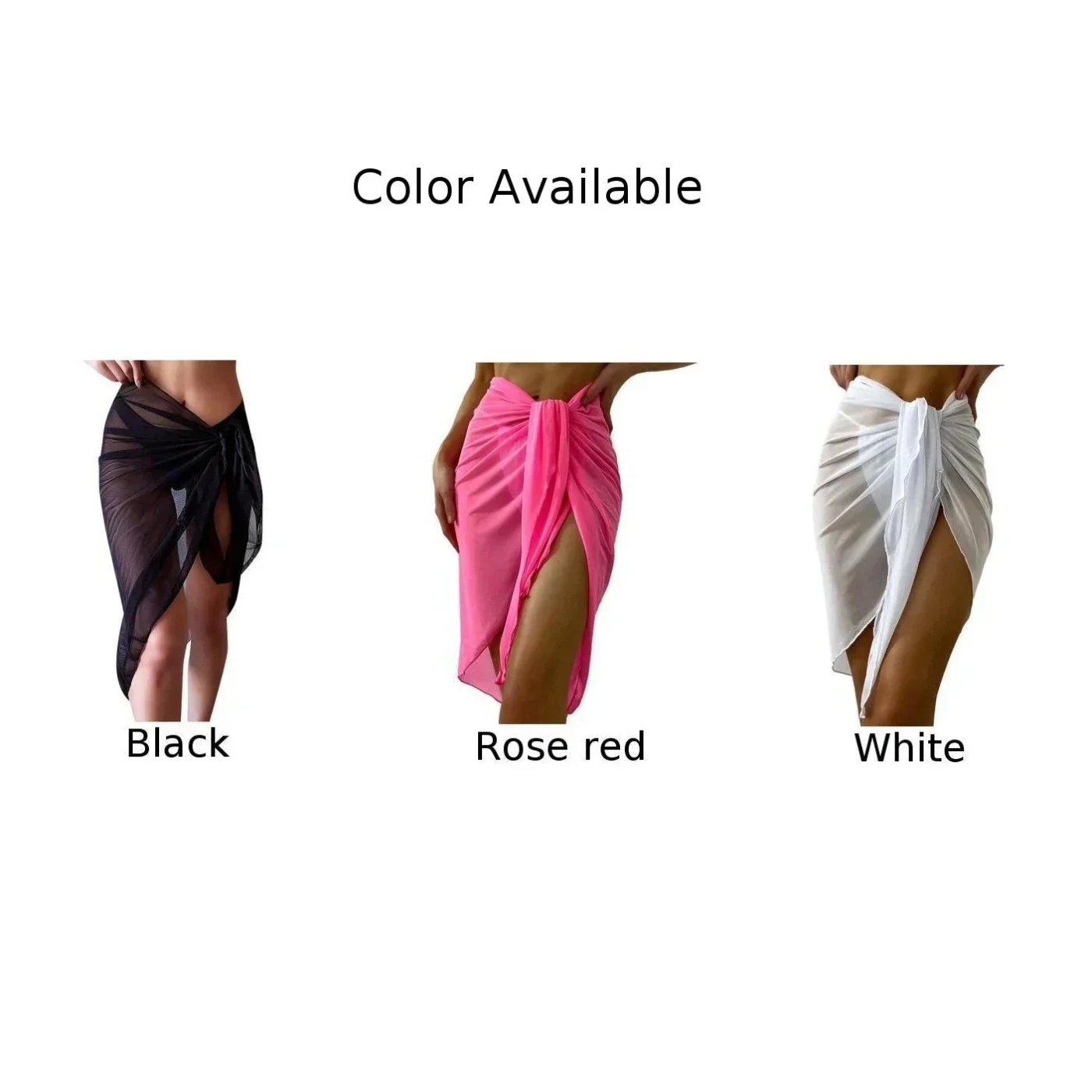 Falda corta transparente traje de baño gasa blanca tamaño libre playa Bikini Wrap nueva bufanda de gasa cubrir Ups encubrimientos