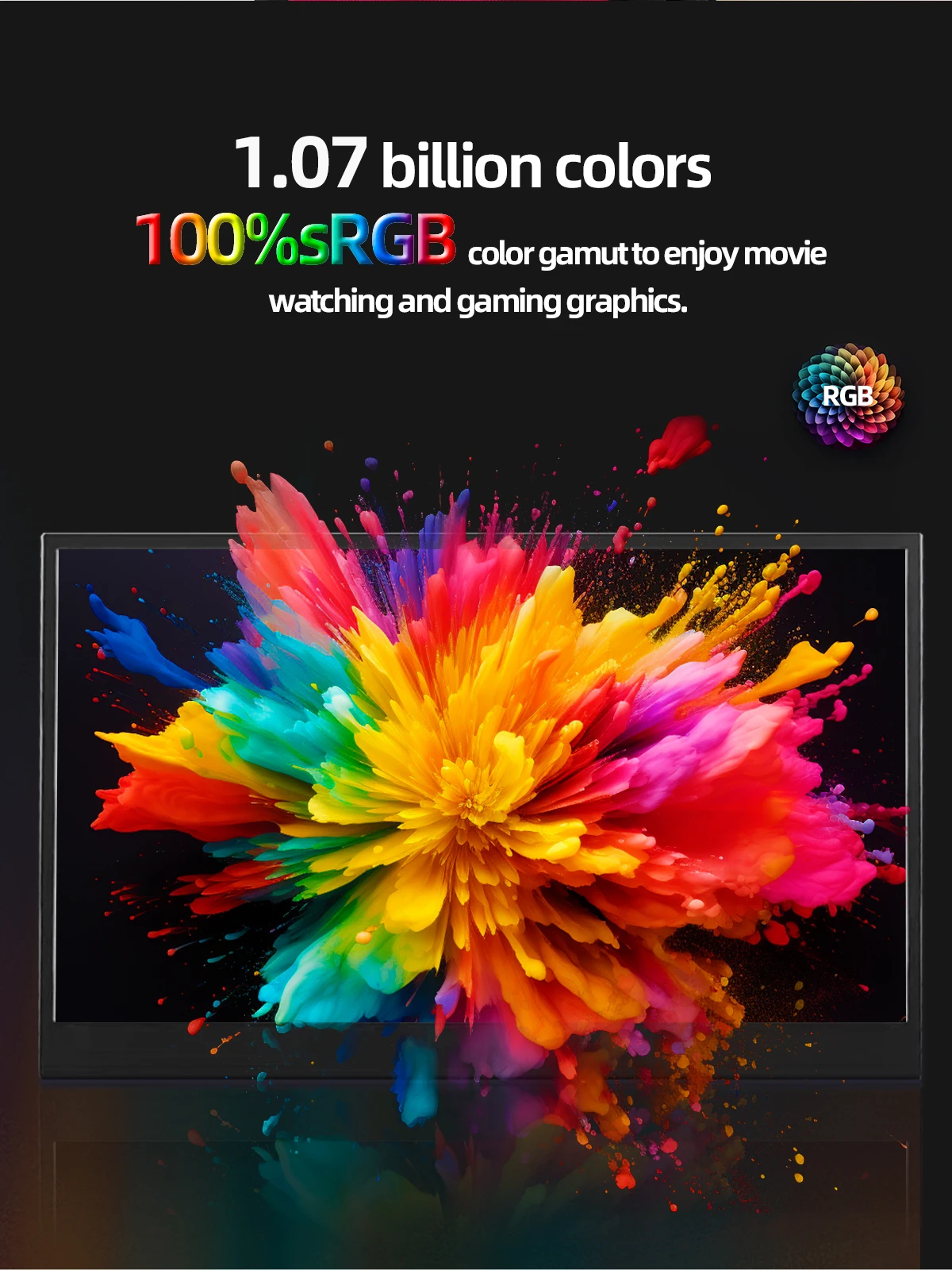 ZSUS 18 بوصة 1080P 100 هرتز شاشة محمولة 16:9 HDR 100%sRGB 350cd /M2 لـ XBox PS4 / 5 تبديل الهاتف الخليوي PC Loptop تمديد