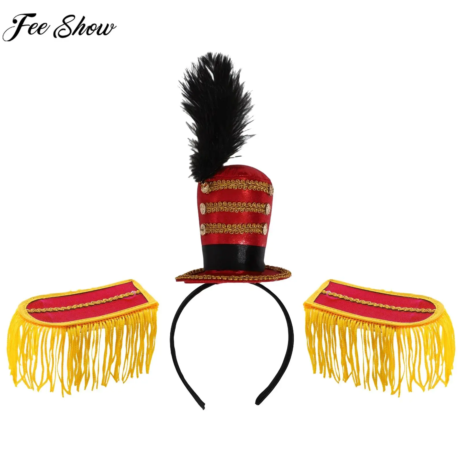 

Детский и взрослый цирковой шляпный колпак-шляпа директора цирка с ретро-кисточками и погонами, реквизит для костюма на чаепитие, Хэллоуин, карнавал, Рождество