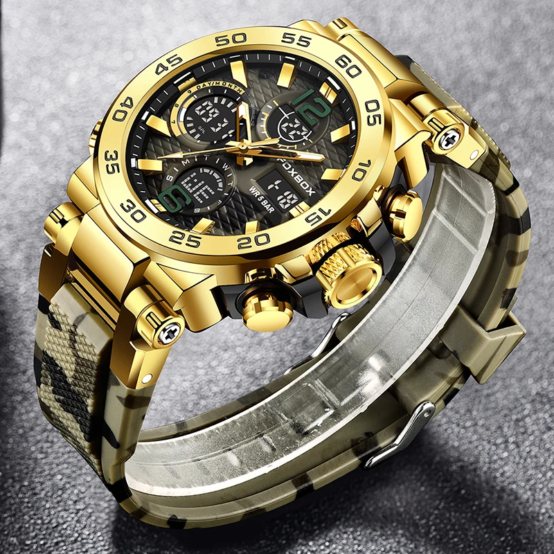 FOXBOX Business Watches Men Luxury Diver Sport Mens Watch Fashion Military Waterproof Chronograph Quartz Wristwatch Reloj Hombre