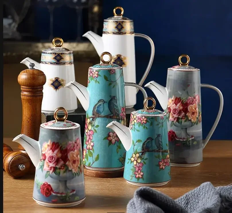 Olla de aceite a prueba de fugas para cocina casera, condimento de cerámica, miel, vinagre, salsa de soja, estilo europeo