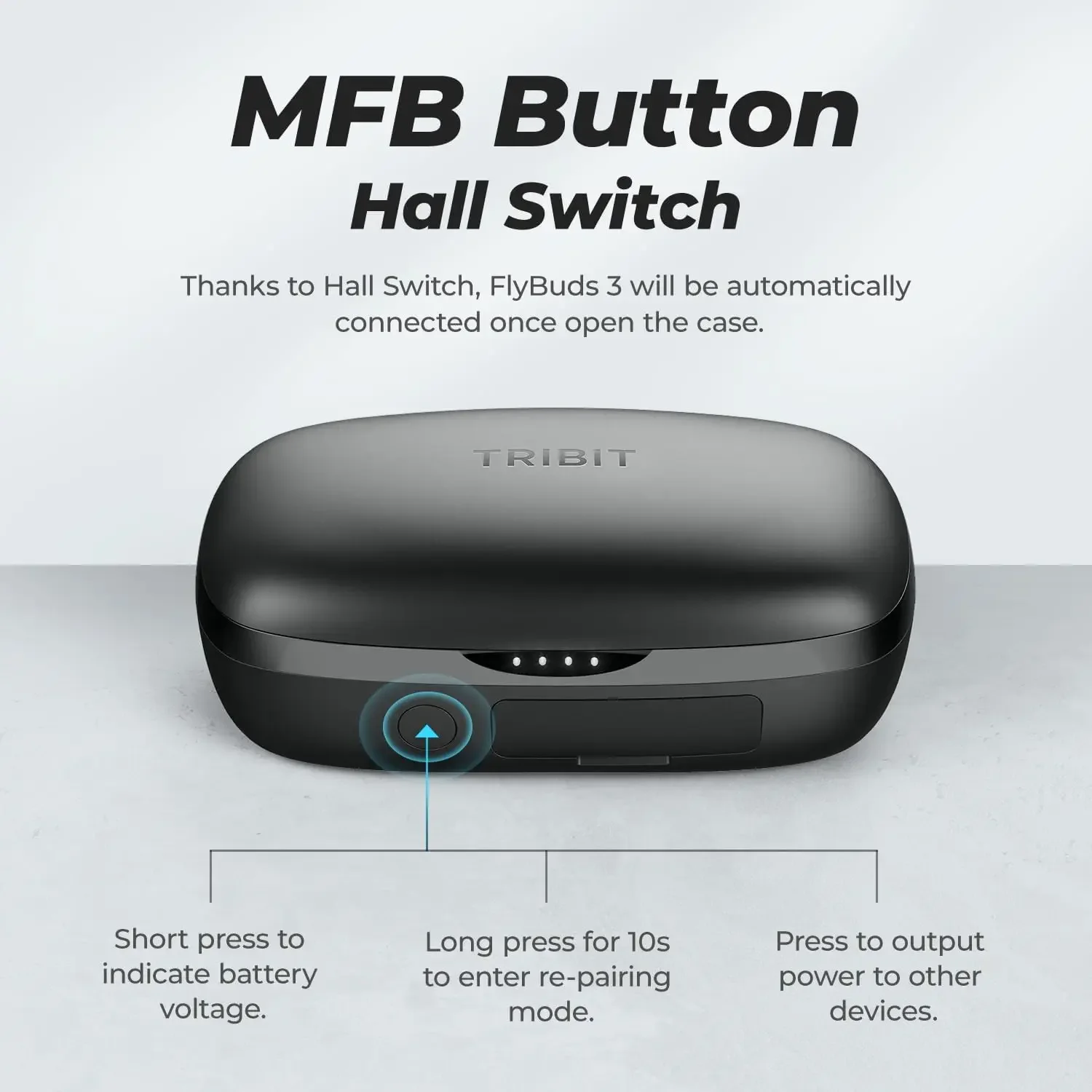 Tribit FlyBuds 3 True Wireless Bluetooth Earbuds, 110H Playtime, IPX8 Waterproof, BT 5.3, Touch Control, Deep Bass, Built-in Mic view 6