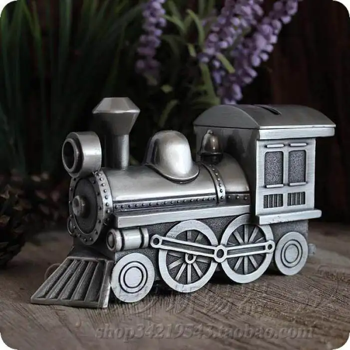 

Creative Children's Piggy Bank Russian Tin Coin Piggy Bank, Vintage Antique Metal Piggy Bank, Locomotive