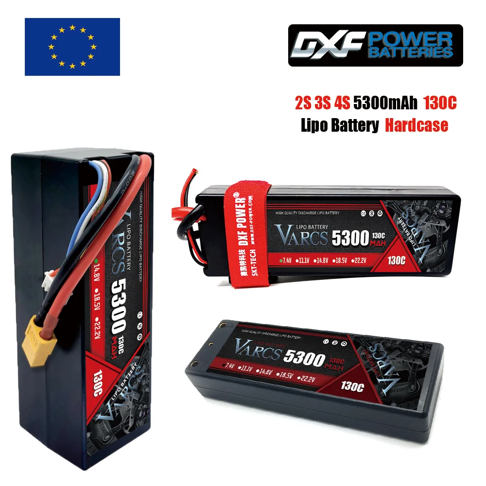 

VARCS 2S 3S 4S Lipo Battery 5300mAh 130C with XT60 EC5 TRX T/DEANS XT90 XT150 Plug HardCase For 1/8 Buggy RC Car Boat Airplane