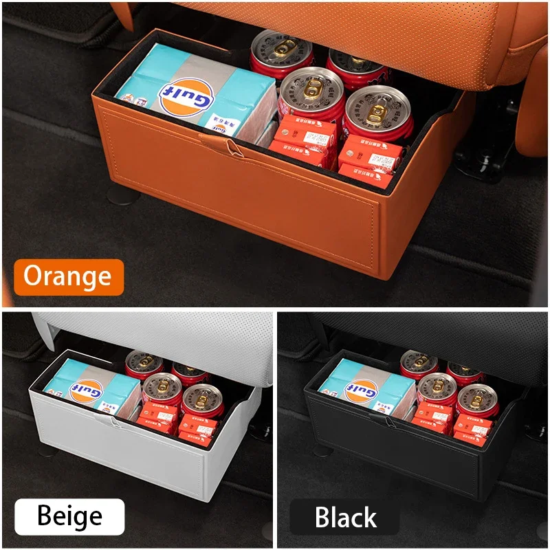 Under Seat Storage Organizer Box for Li Lixiang L8 L9 2022 2023 2024 Car Rear Row Leather Felt Tray Hidden Storage Box Trash Can