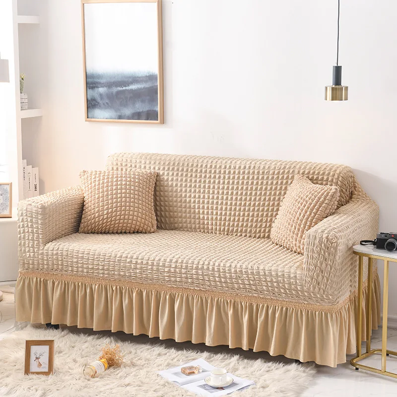 Fabric Skirt 2/3 Seater Sofa Cover 140-230cm Full Package Single Universal Elastic Sofa Slipcovers American Rustic Four Seasons