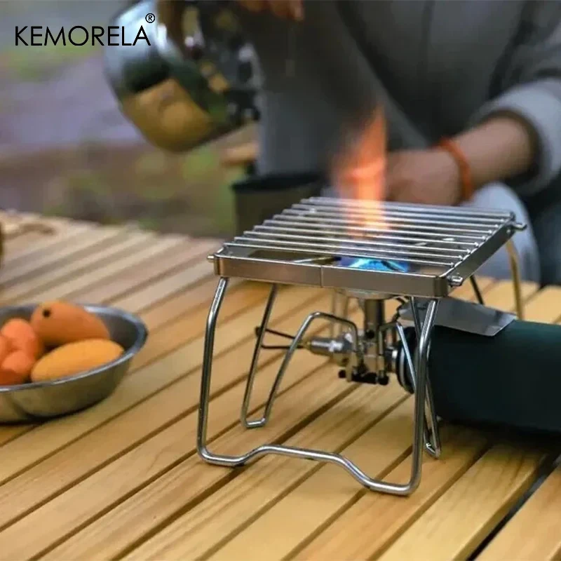 1 PCS Outdoor Stainless Steel Stove Rack Camping Portable Folding Mini BBQ Grill Baking Grill Tray Holder