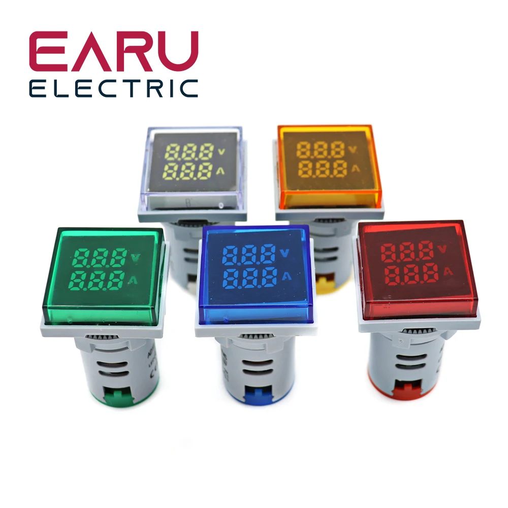 Imagem -03 - Led ac Voltímetro Digital e Amperímetro Luzes de Sinal Tensão Atual Medidor Volt Amp Indicador Tester Detector 22 mm 60500v 0100a 220v