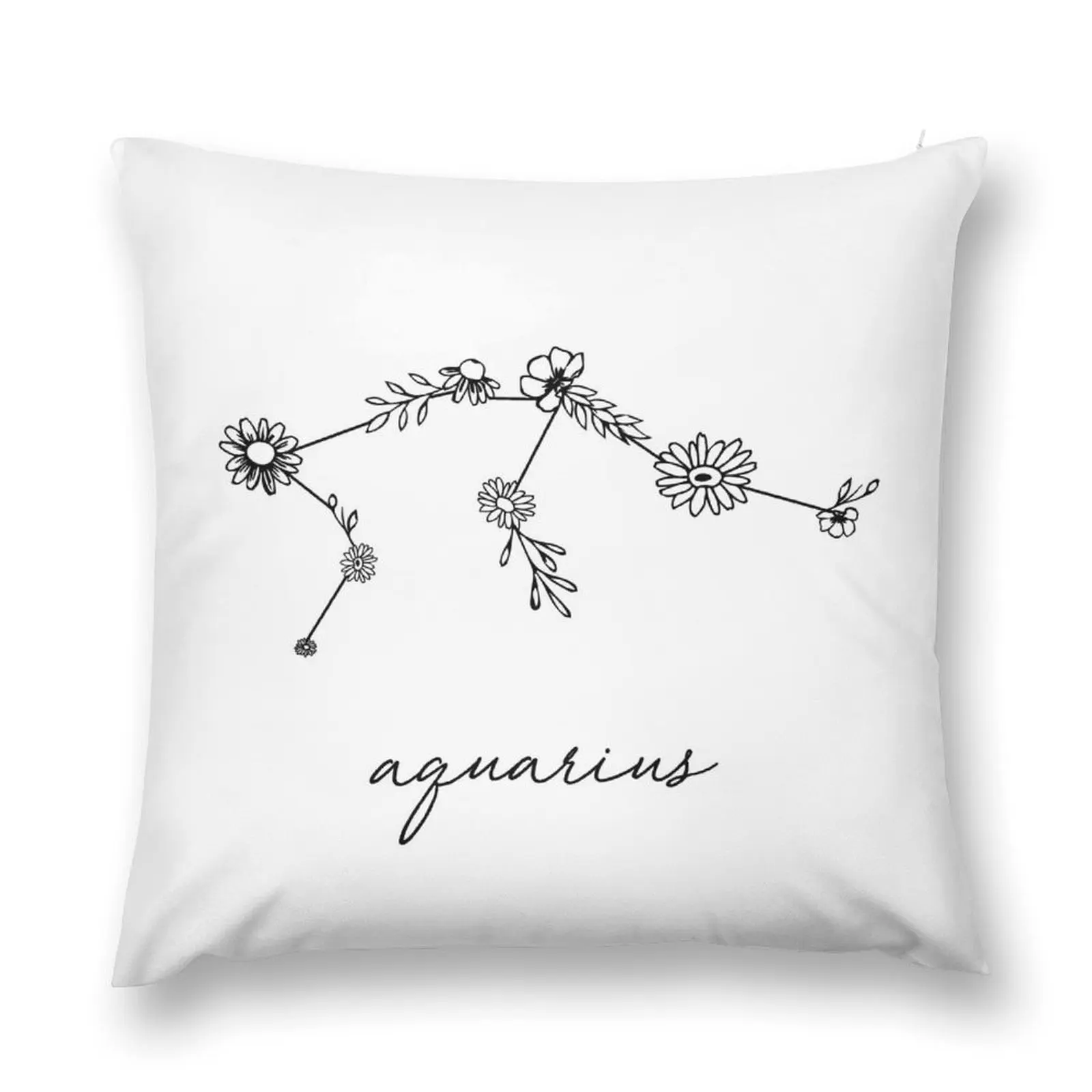 

Aquarius Zodiac Wildflower Constellation Throw Pillow Cushion Child ornamental pillows pillow