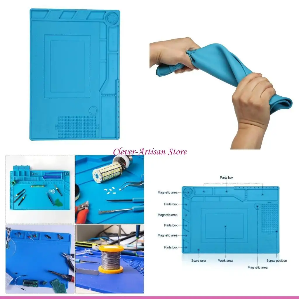 

E06B Большой силиконовый паяльный коврик S150, термостойкая антистатическая ремонтная площадка с магнитными канавками для для