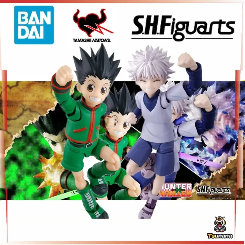 الأصلي بانداي S.H.Figuarts أنيمي هنتر X هنتر كيلوا زولديك غون Freecss ألعاب شخصيات الحركة البلاستيكية نموذج جمع دمية مشتركة