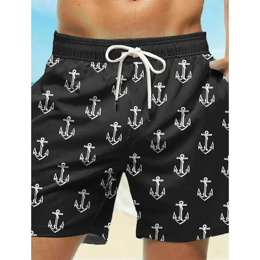 Anchors Pattern Men's Beach Shorts Summer Swim Trunks 3D Printed Women Men Casual Oversized Loose Sport Short Pants