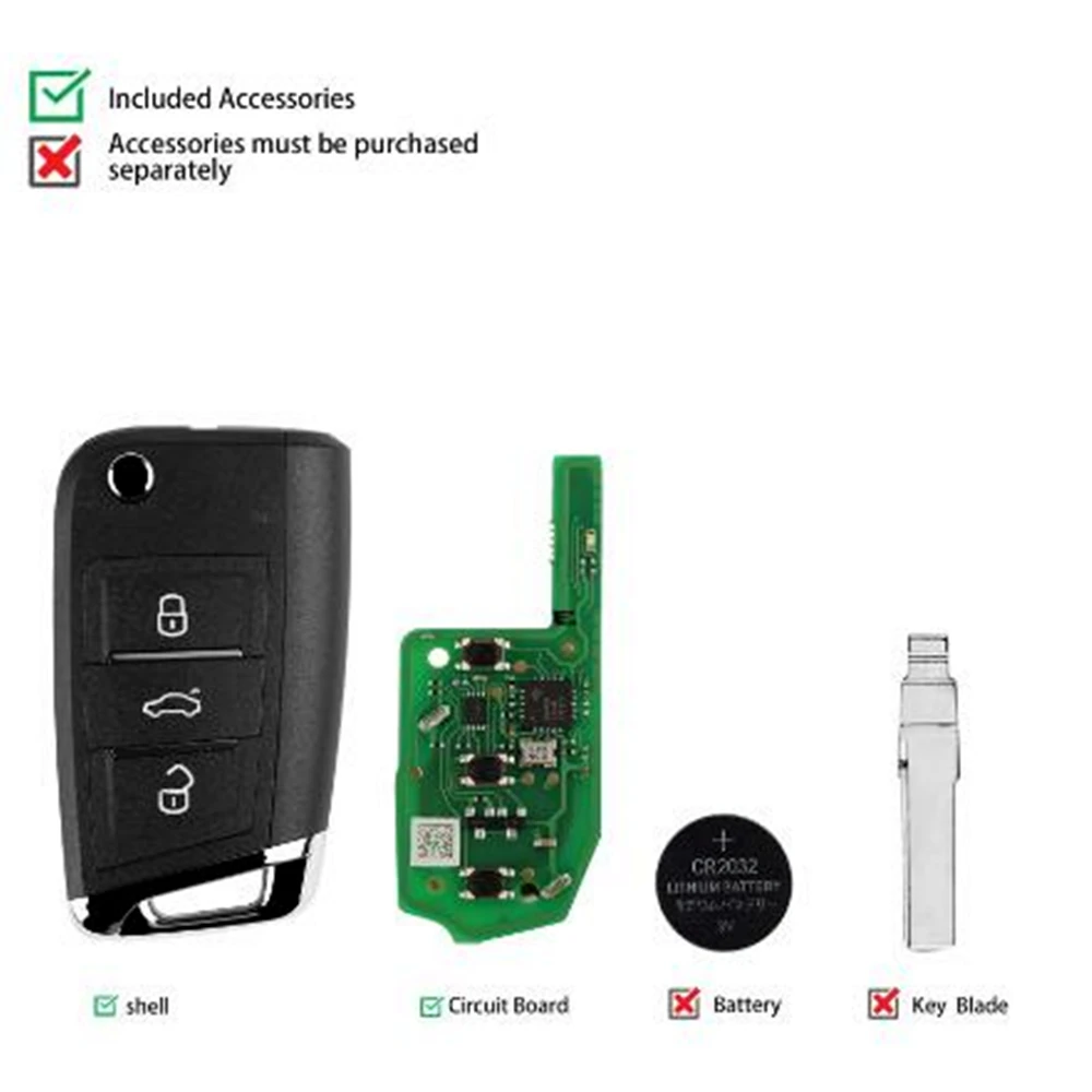 1pcs/lot Xhorse XEMQB1EN XE Super Chip Remote Key VVDI Car Key 3 Buttons Universal Car Key For VW MQB Style