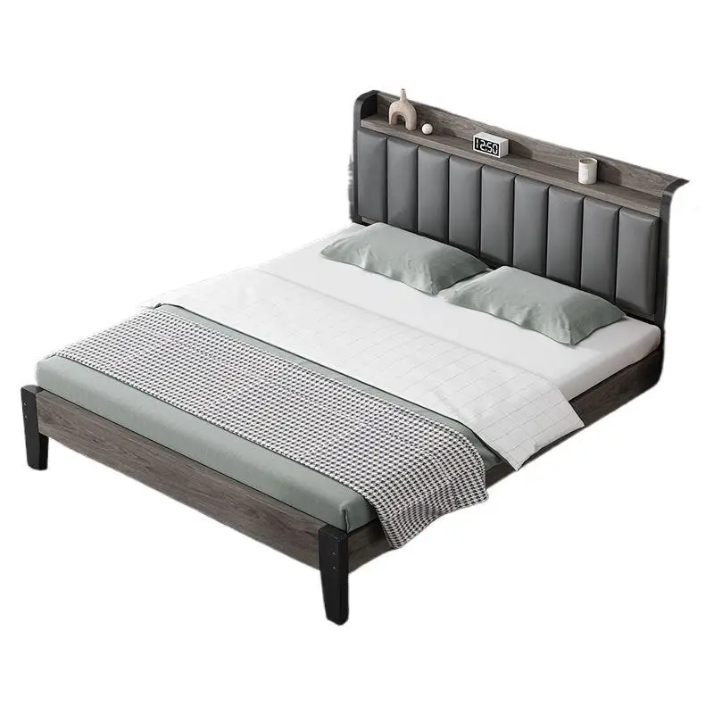 

Кровать из массива дерева, современная, простая, 1.2 метра, для арендуемой комнаты, двуспальная кровать E****my, для главной спальни, 1.5 метра, односпальная.