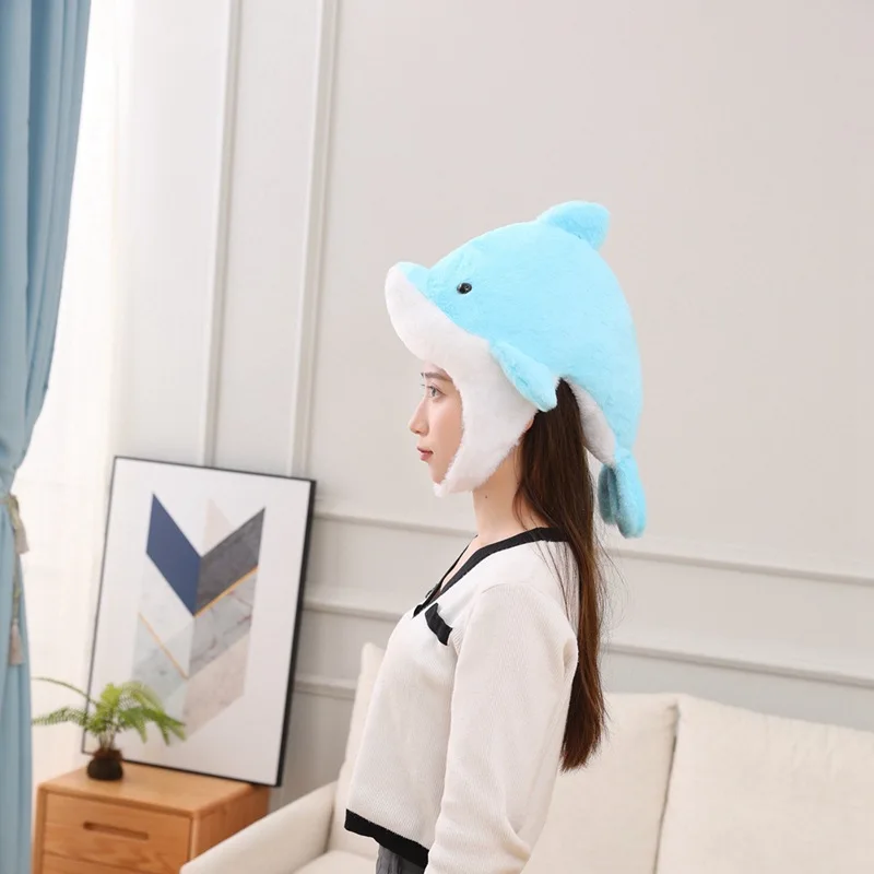 Cartoon Dolphin Head Cover Cap Plush Head Cover Photography Prop Photo Prop