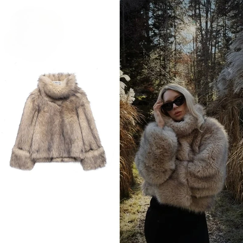 

Autumn Winter New Women Fashion Faux Fur Effect Pullover Sweatshirt Vintage Full Sleeve Chic Female Sweatshirt