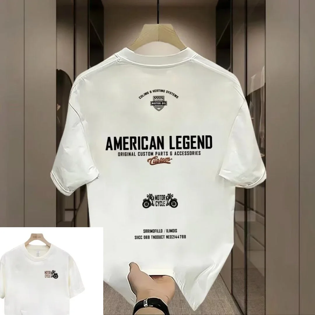 

Европейская и американская модная брендовая футболка с короткими рукавами и буквенным принтом, мужская летняя новая универсальная футболка из чистого хлопка с круглым вырезом