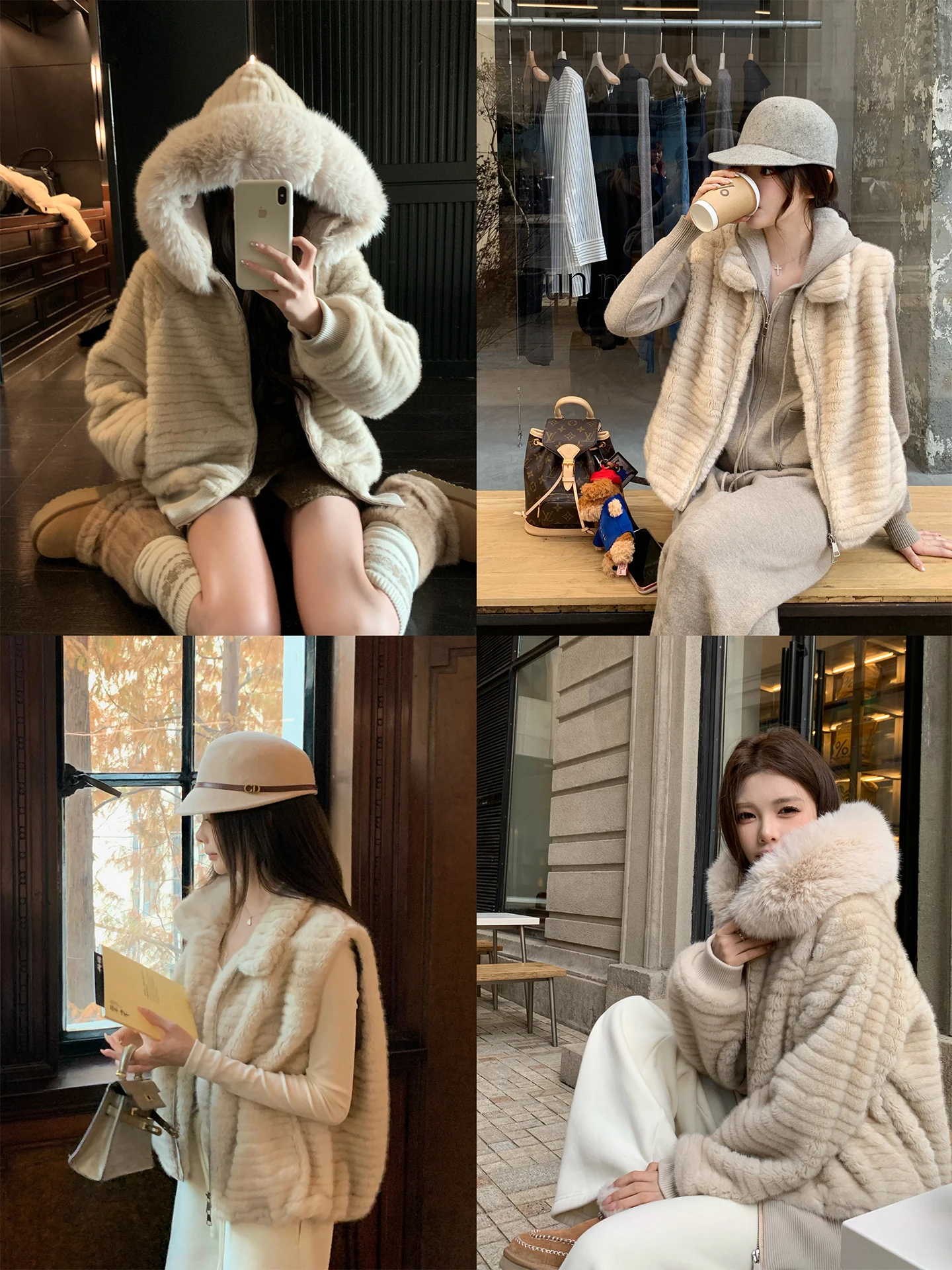 

NNS Chen Jiamin Korean Style Fur Coat Women's Long Sleeve Zipper Hooded Collar Mink Jacket Middle-aged Women's Winter Outerwear