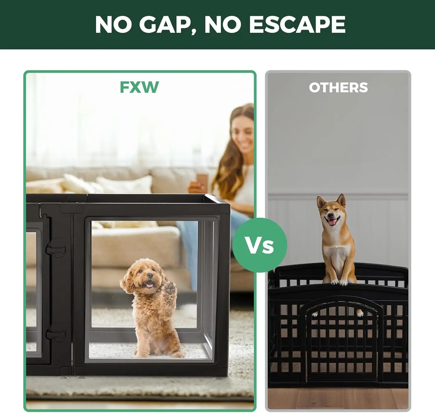 

Acrylic Indoor Dog Playpen for Puppies and Small Dogs, 24 Inch, 8 Panels, Black