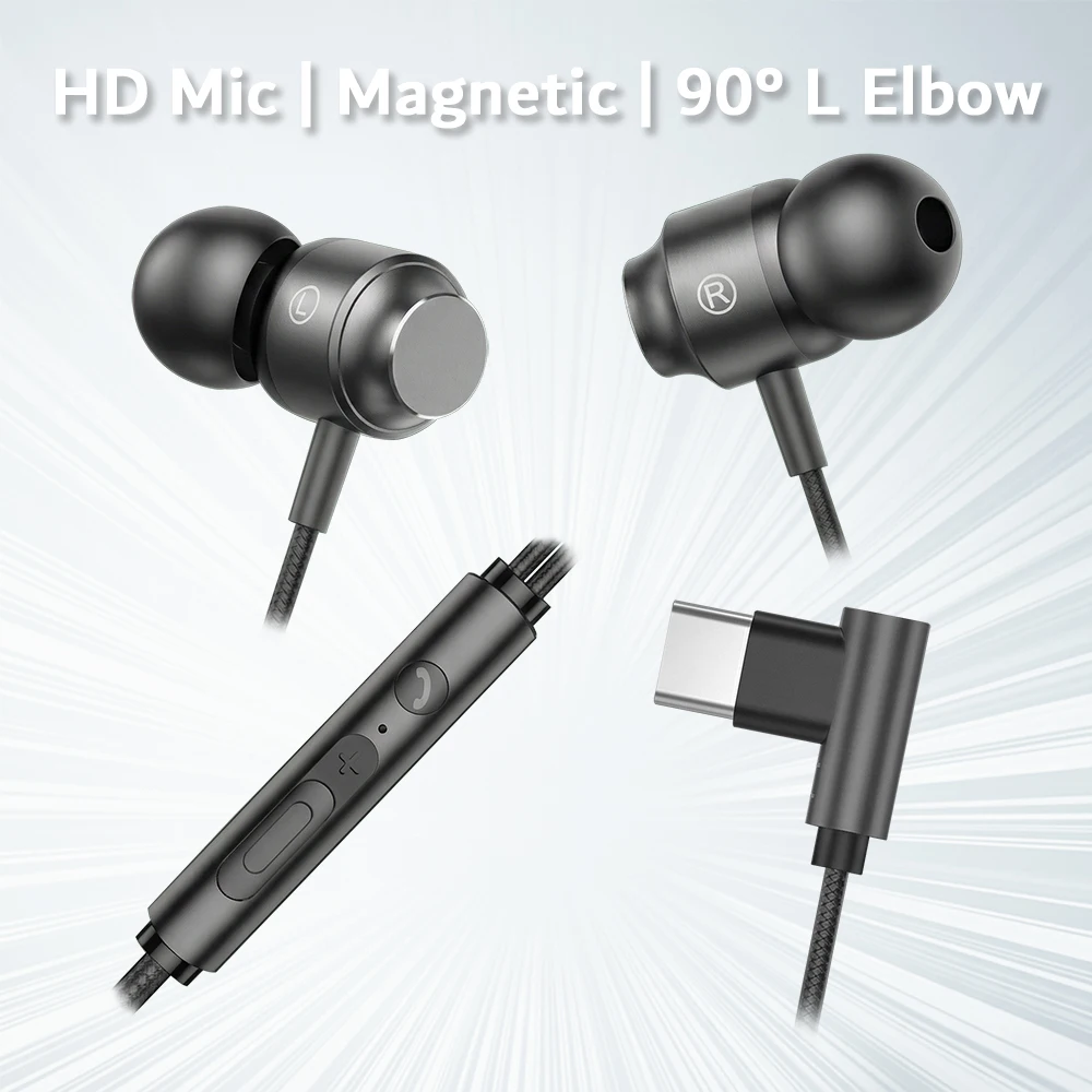 Auriculares para juegos por cable con Chip Digital tipo C, auriculares intrauditivos de graves pesados HIFI de 3,5mm para Samsung Galaxy iPhone 17 Xiaomi 17