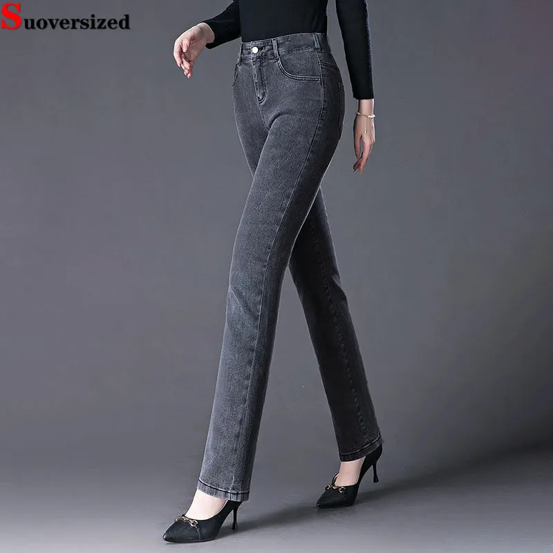 Mom High Waist Casual Straight Jeans Korea Fashion New Trousers Vintage Pencil Denim Pants Strecth Streetwear Women Vaqueros